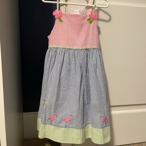 Seersucker Flamingo Dress Size 4